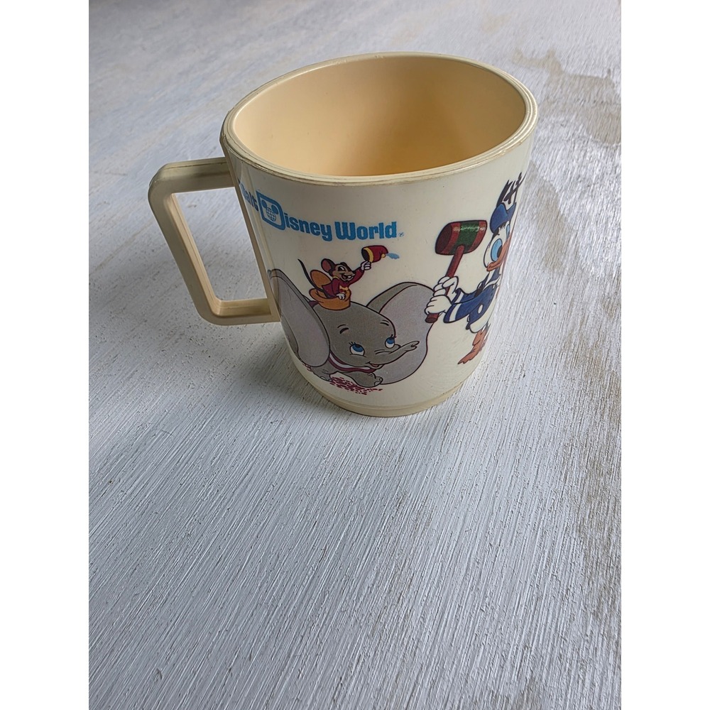 Vintage Walt Disney World Deka Plastic Mug Mickey Mouse Club Dumbo Donald Duck